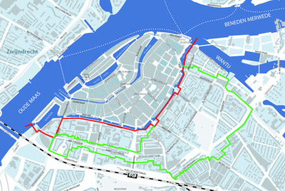 Kaart beschermd stadsgezicht. Plangrens 19e -eeuwse schil.