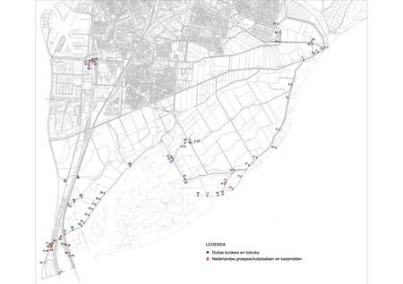 Overzichtskaart bunkers en groepsschuilplaatsen
