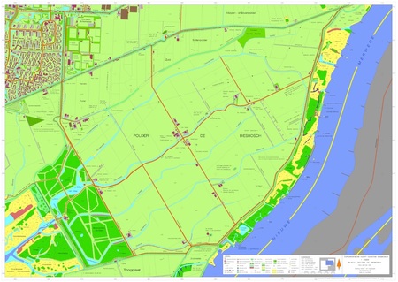 Infrastructuur en verkaveling/bebouwing in Polder de Biesbosch