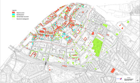 Monumentenkaart Dordrecht_Binnenstad en 19e -eeuwse schil