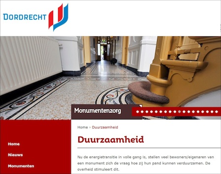 Ontzorgingsprogramma duurzaamheid monumenten Dordrecht